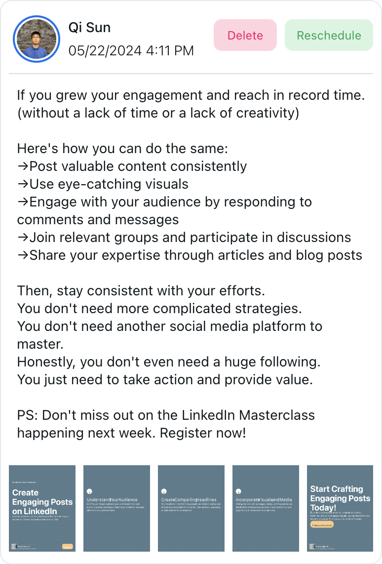 LinkedIn Scheduled Post